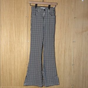 Hollister Black and White Plaid Flare Pants
